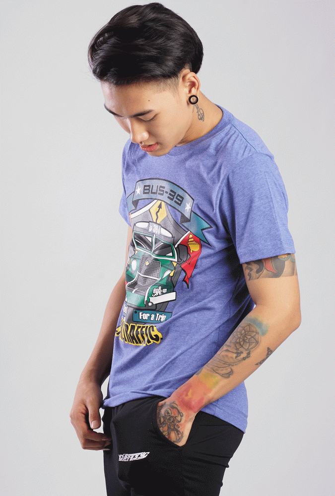 Bus-39 Design Men T-shirt (Blue)